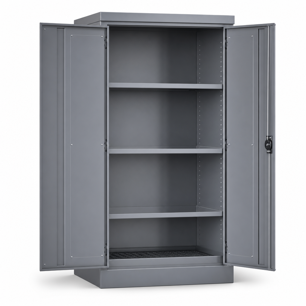 Grey COSHH Hazardous Material Storage Cabinet with 3 Shelves