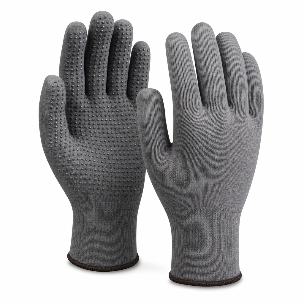 Grey PVC Micro-Dot Grip Work Gloves, Light Duty