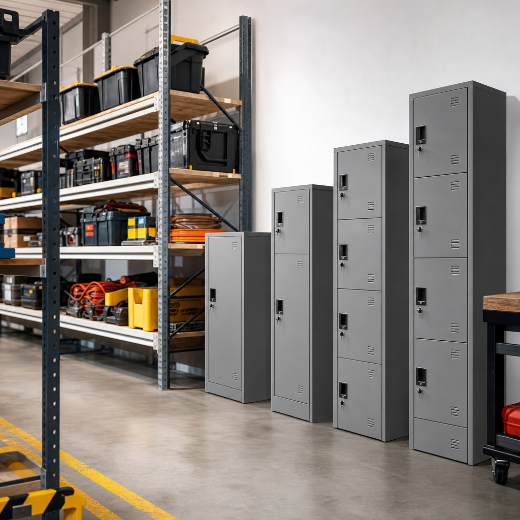 Grey Steel Office Lockers with 1 to 6 Doors