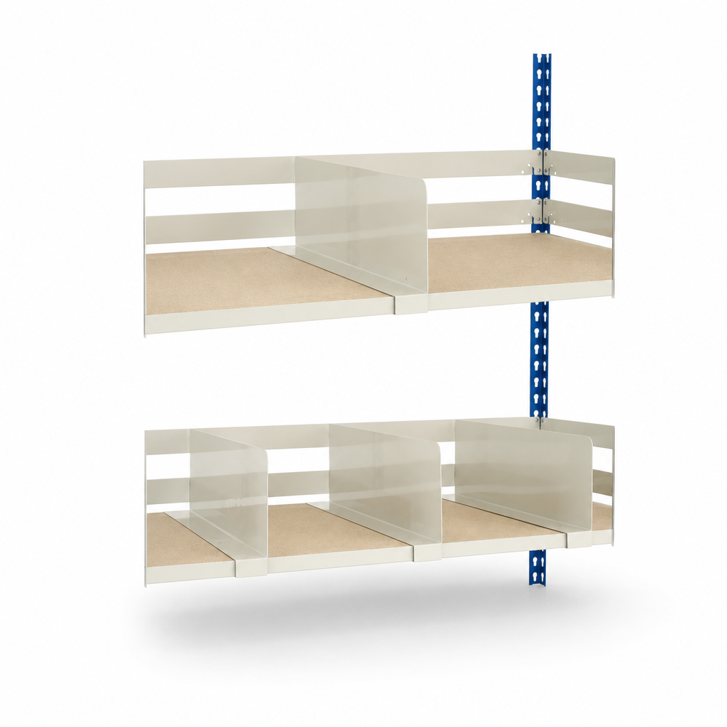 Grey Steel Shelf Dividers for Medium Duty Shelving