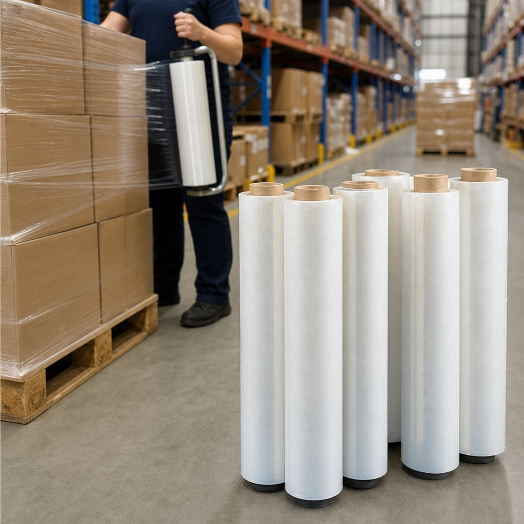 Hand Applied Clear Blown Stretch Film Wrap Rolls