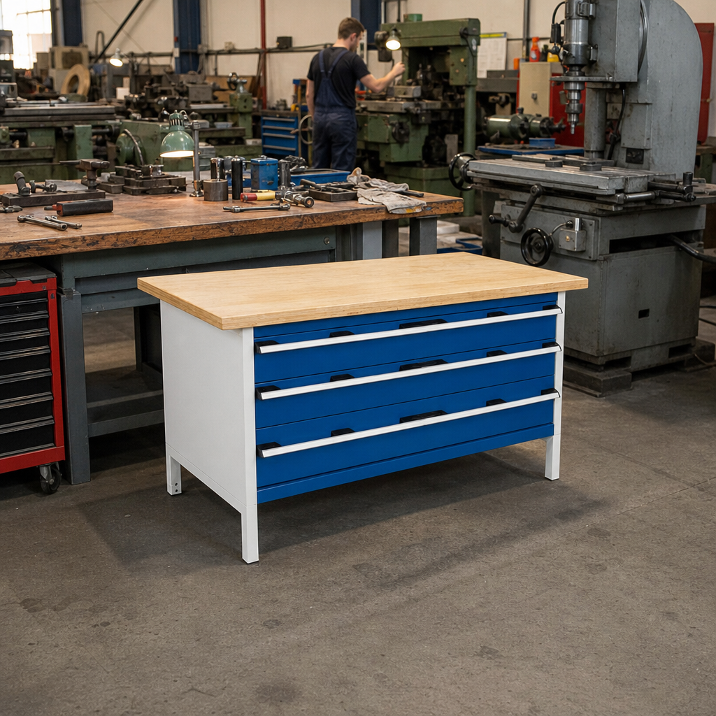 Heavy Duty 3-Drawer Wood Topped Workbench 1500 x 750mm