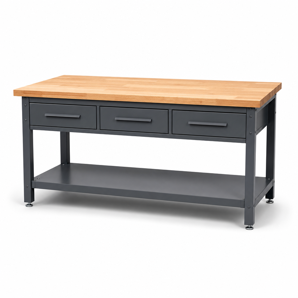 Heavy Duty 3-Drawer Wood Topped Workbench 1500 x 750mm