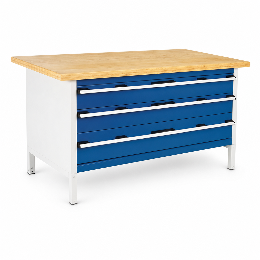Heavy Duty 3-Drawer Wood Topped Workbench 1500 x 750mm