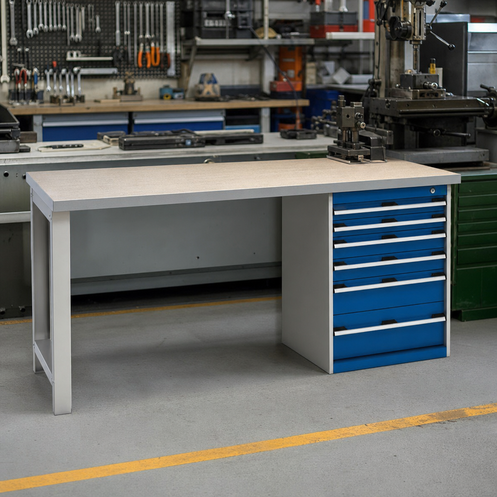 Heavy Duty 6-Drawer Lino Topped Workbench 840x2000x750mm