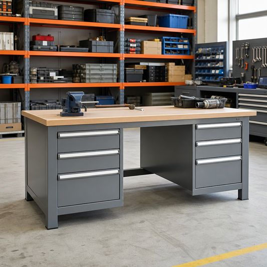 Heavy Duty 6-Drawer Lino Topped Workbench 840x2000x750mm