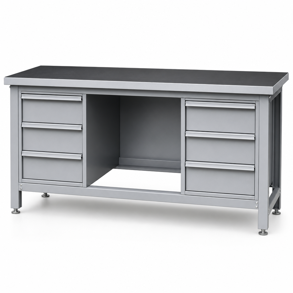 Heavy Duty 6-Drawer Lino Topped Workbench 840x2000x750mm