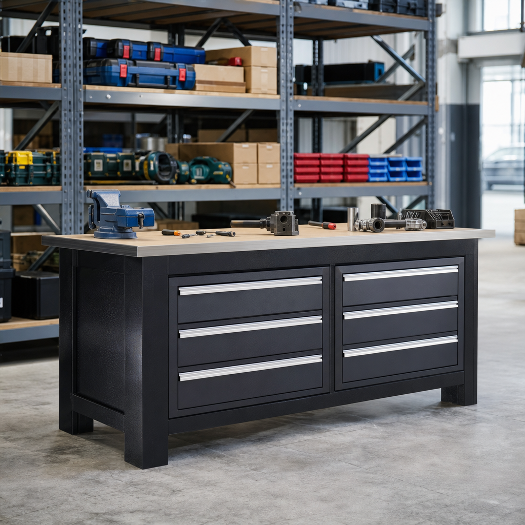 Heavy Duty 6-Drawer Lino-Topped Workbench 840x2000x900mm