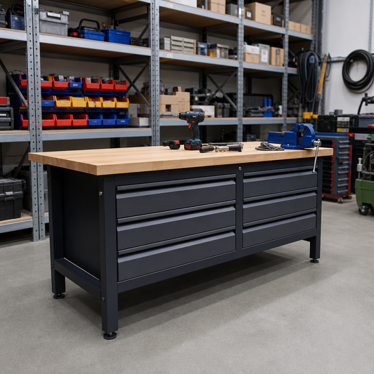 Heavy Duty 6-Drawer Wood Topped Workbench 840 x 2000 x 750mm