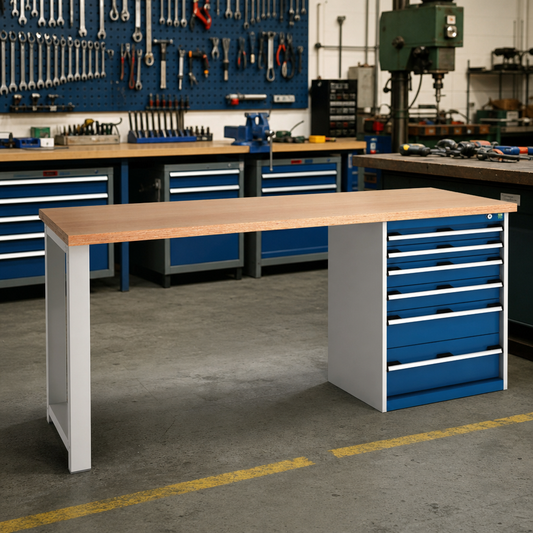 Heavy Duty 6-Drawer Wood Topped Workbench 840 x 2000 x 750mm