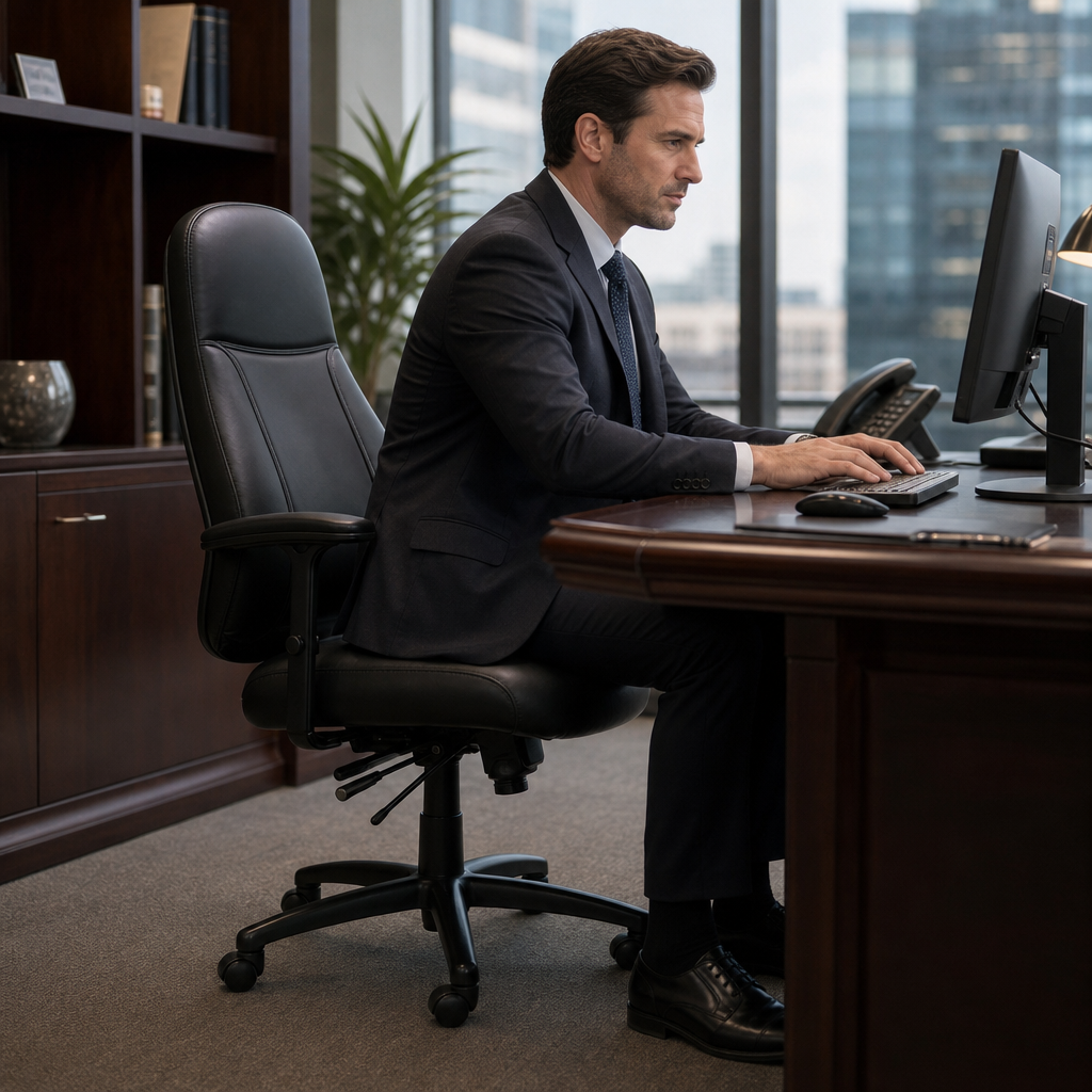 Heavy Duty Black Leather Executive Office Chair