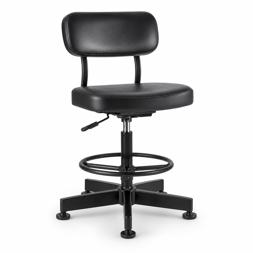 Heavy Duty Black Workshop Chair with Adjustable Height