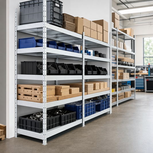 Heavy Duty Galvanised Steel Shelving with Solid Shelves