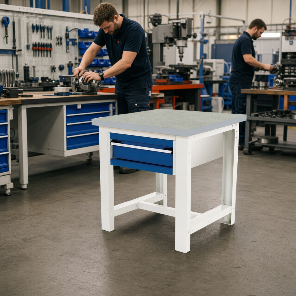 Heavy Duty Industrial Lino Topped Workstand with Drawers