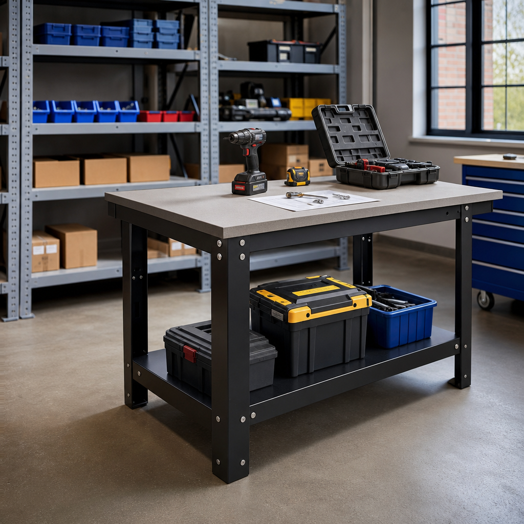 Heavy Duty Industrial Workbench with Lino Worktop 840x750x750mm
