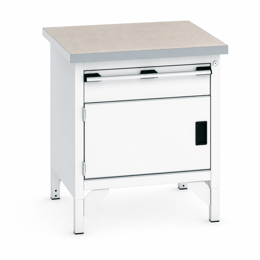 Heavy Duty Lino Top Workbench with Cupboard and Drawer 840x750x750mm