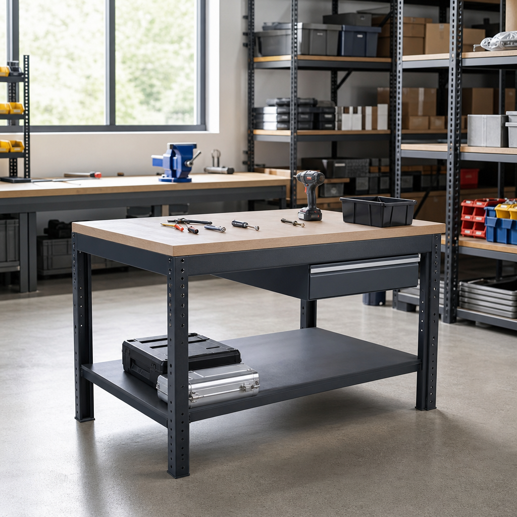 Heavy Duty Lino Workbench with Shelf and Drawer 840x1500x750mm
