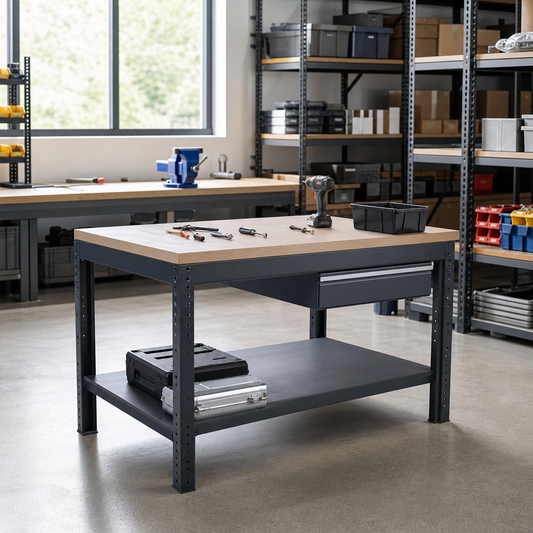 Heavy Duty Lino Workbench with Shelf and Drawer 840x1500x750mm
