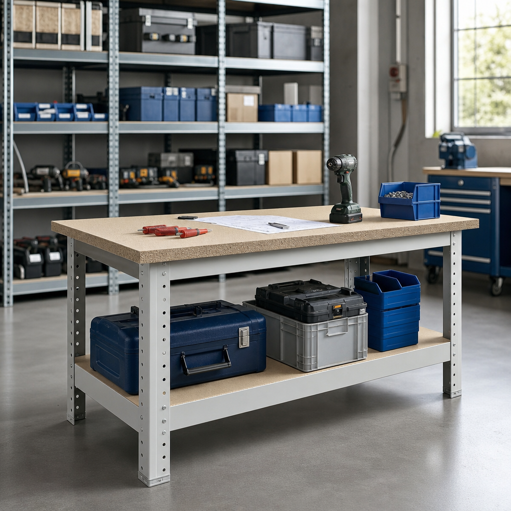 Heavy Duty Lino Worktop Workbench with Shelf 840x1500x900mm