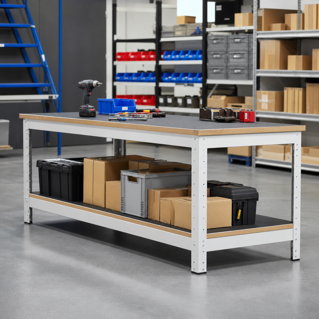 Heavy Duty Lino Worktop Workbench with Shelf 840x2000x900mm