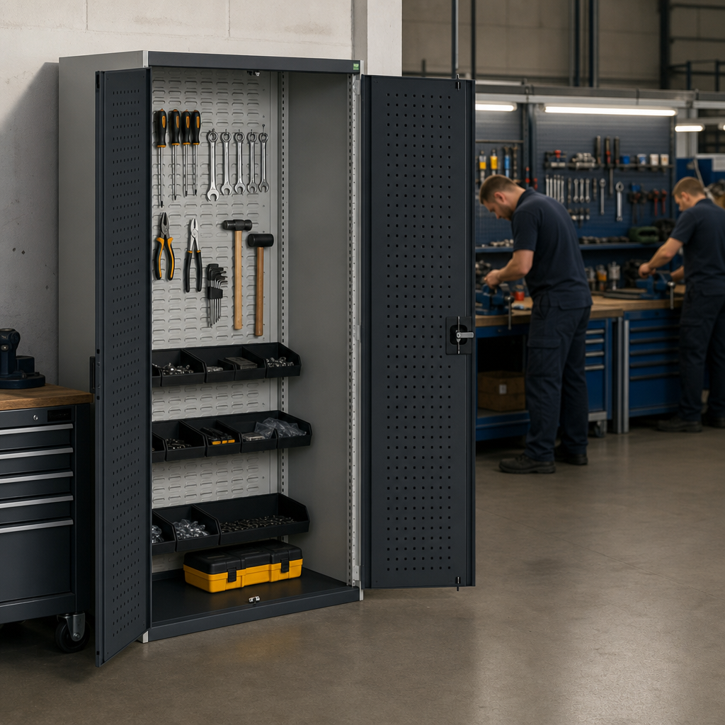 Heavy Duty Louvre Backed Tool Cabinet with Perforated Doors 2000x1050mm