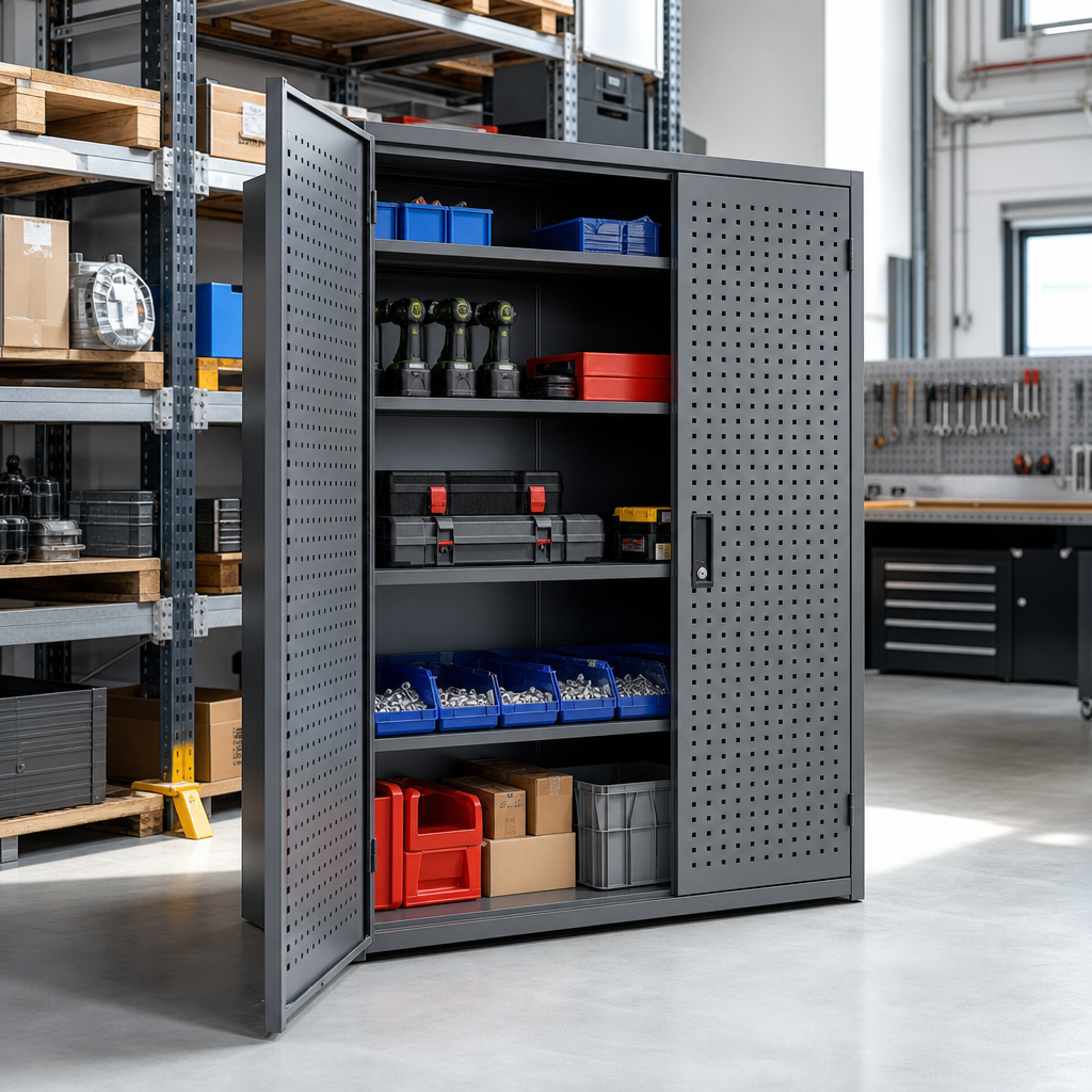 Heavy Duty Louvre Backed Tool Cabinet with Perforated Doors 2000x1050mm