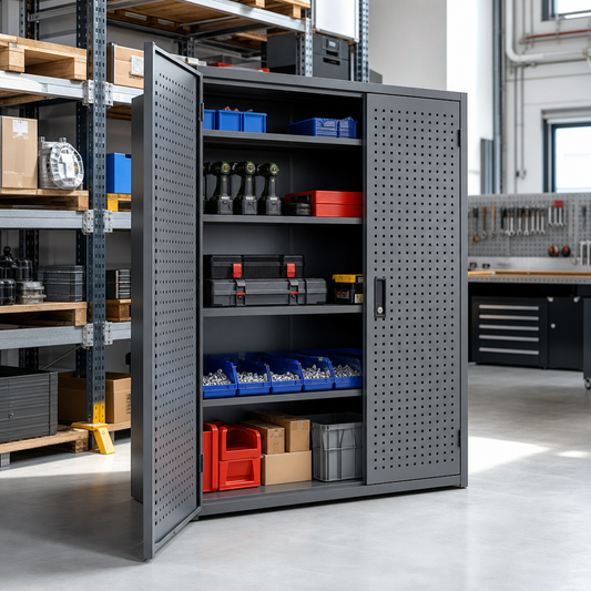Heavy Duty Louvre Backed Tool Cabinet with Perforated Doors 2000x1050mm