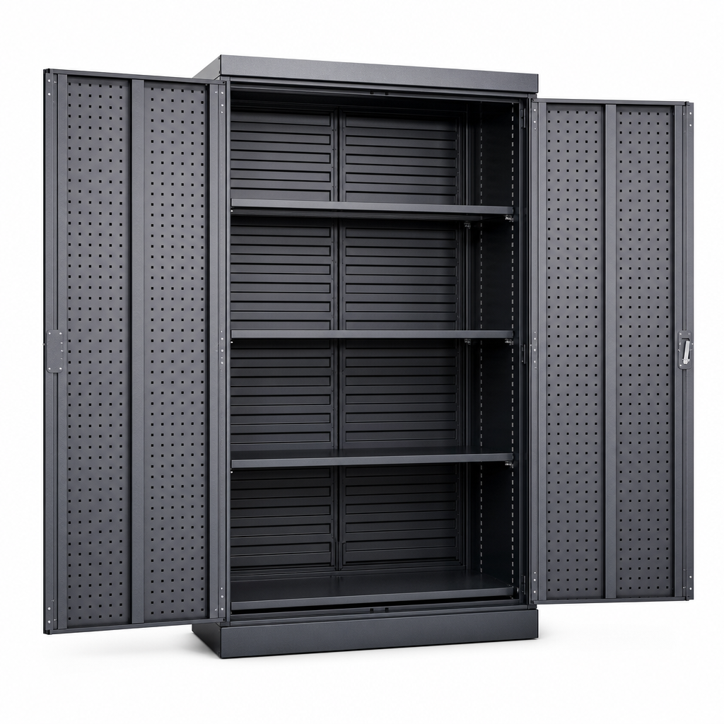 Heavy Duty Louvre Backed Tool Cabinet with Perforated Doors 2000x1050mm