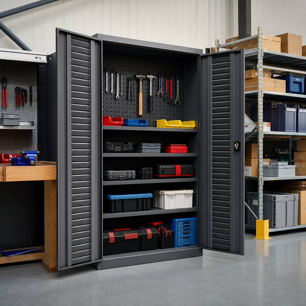 Heavy Duty Louvre Door Tool Cupboard with Perforated Back Panel 2000x1050mm