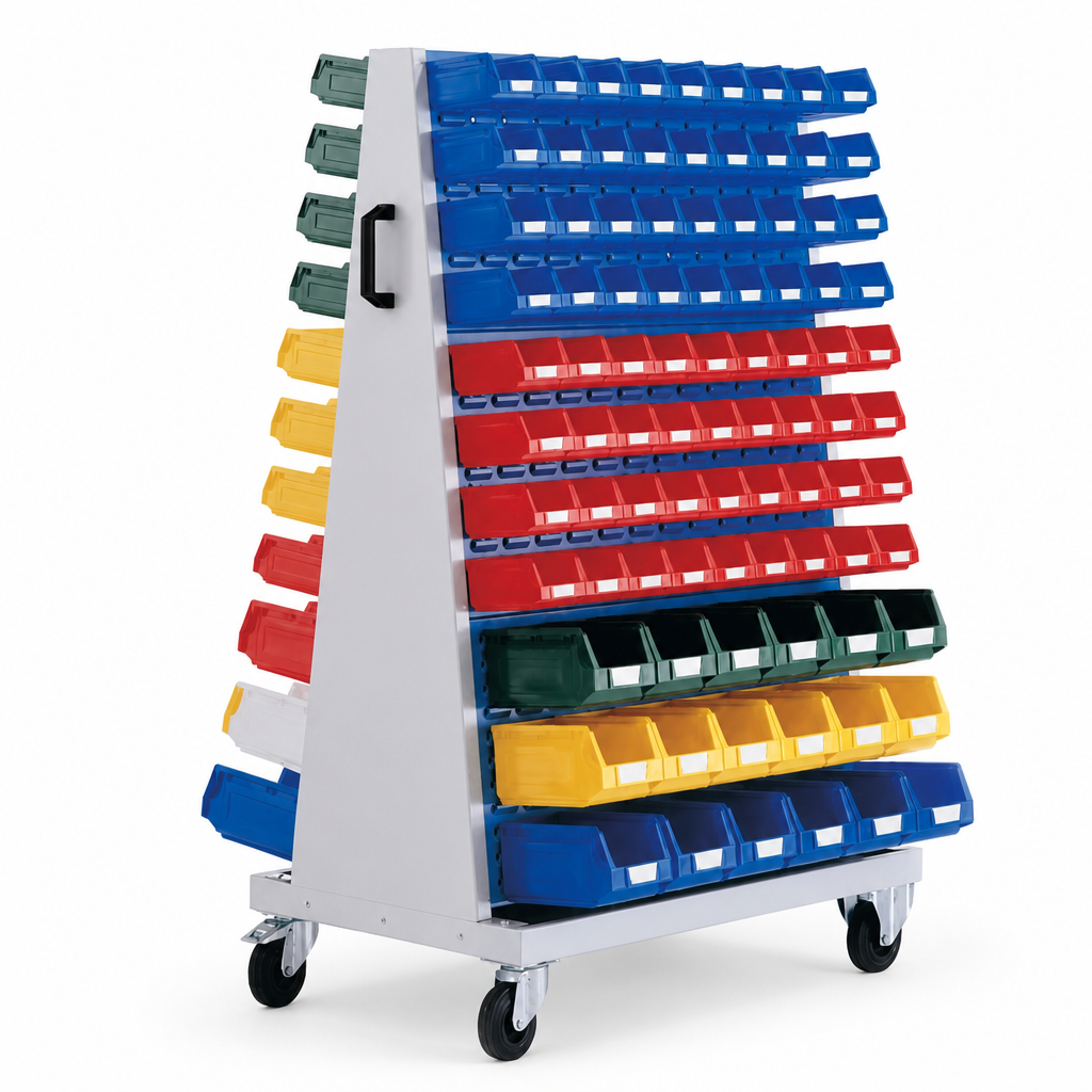 Heavy Duty Louvre Panel Trolley with Storage Bins