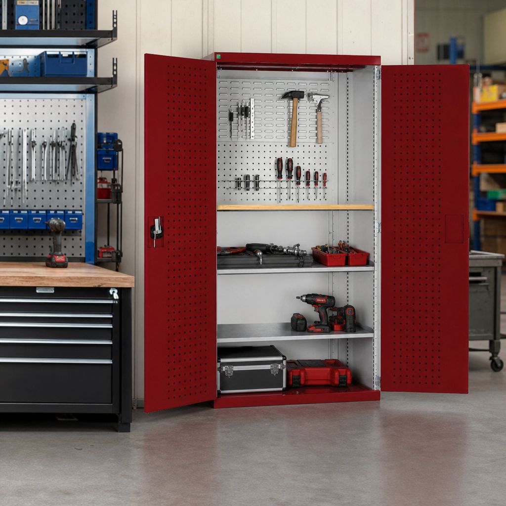Heavy Duty Metal Tool Storage Cupboard with 2 Shelves