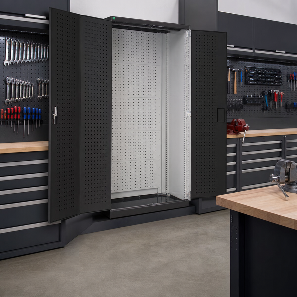 Heavy Duty Perforated Lined Metal Tool Cupboard 2000 x 1050mm