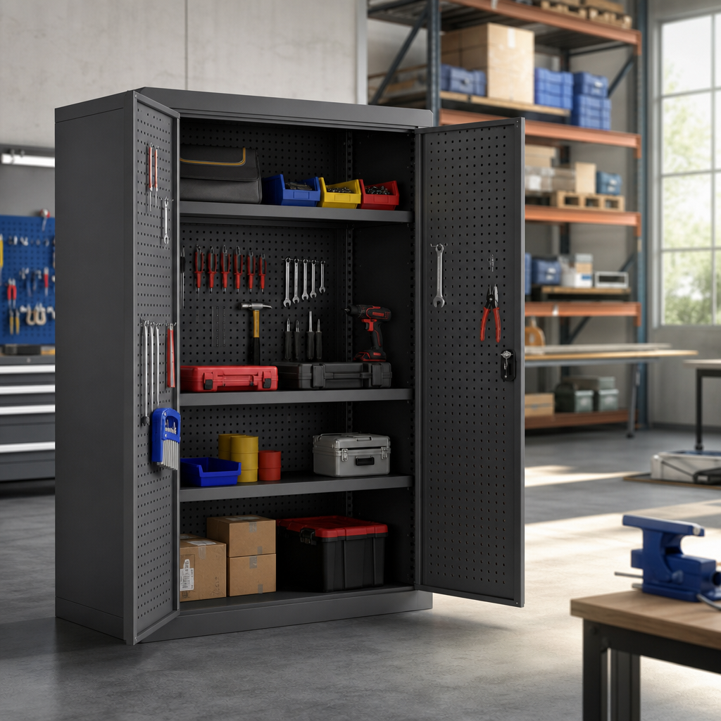 Heavy Duty Perforated Tool Storage Cupboard 1200x1050x650mm