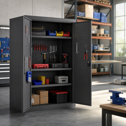 Heavy Duty Perforated Tool Storage Cupboard 1200x1050x650mm