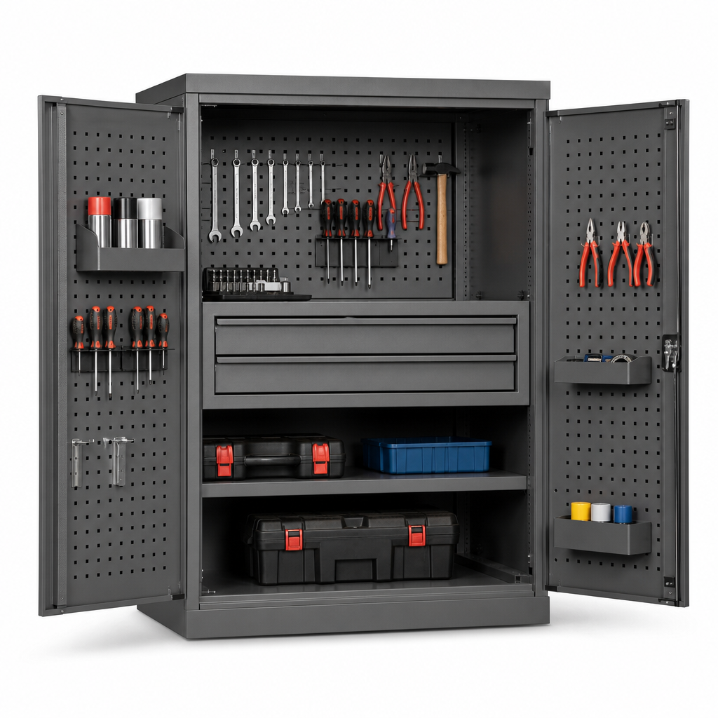 Heavy Duty Perforated Tool Storage Cupboard 1200x1050x650mm