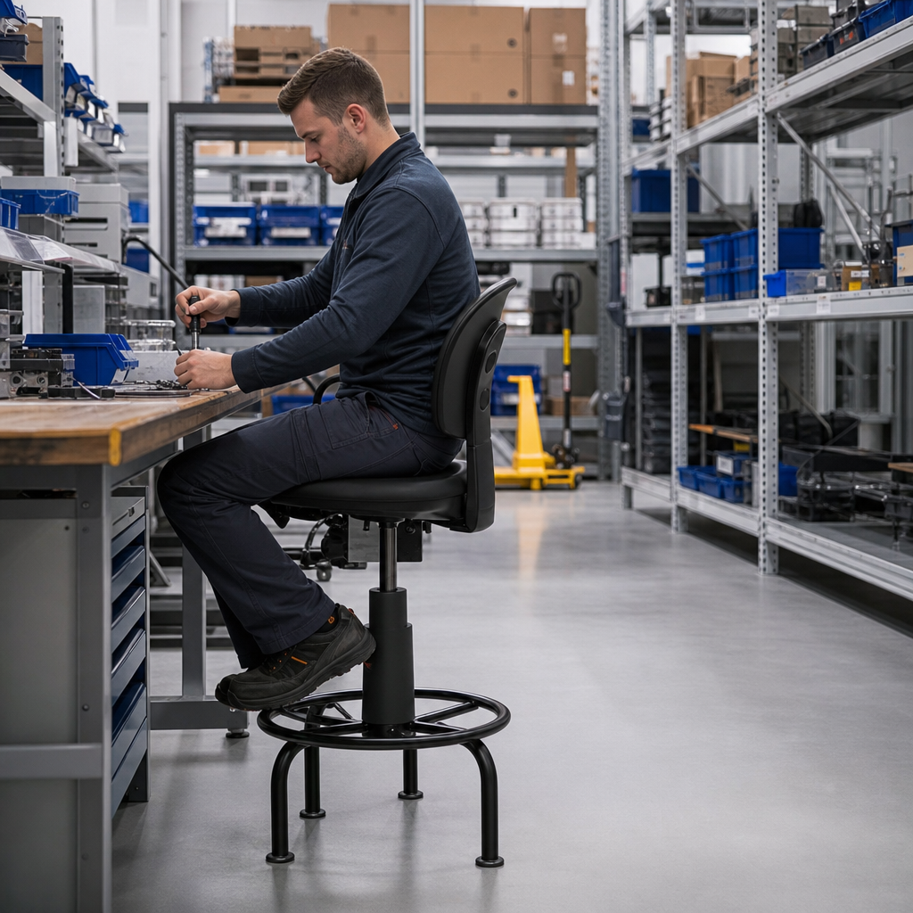 Heavy Duty Polyurethane High Workshop Chair with Feet