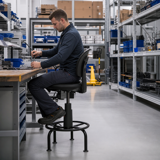 Heavy Duty Polyurethane High Workshop Chair with Feet