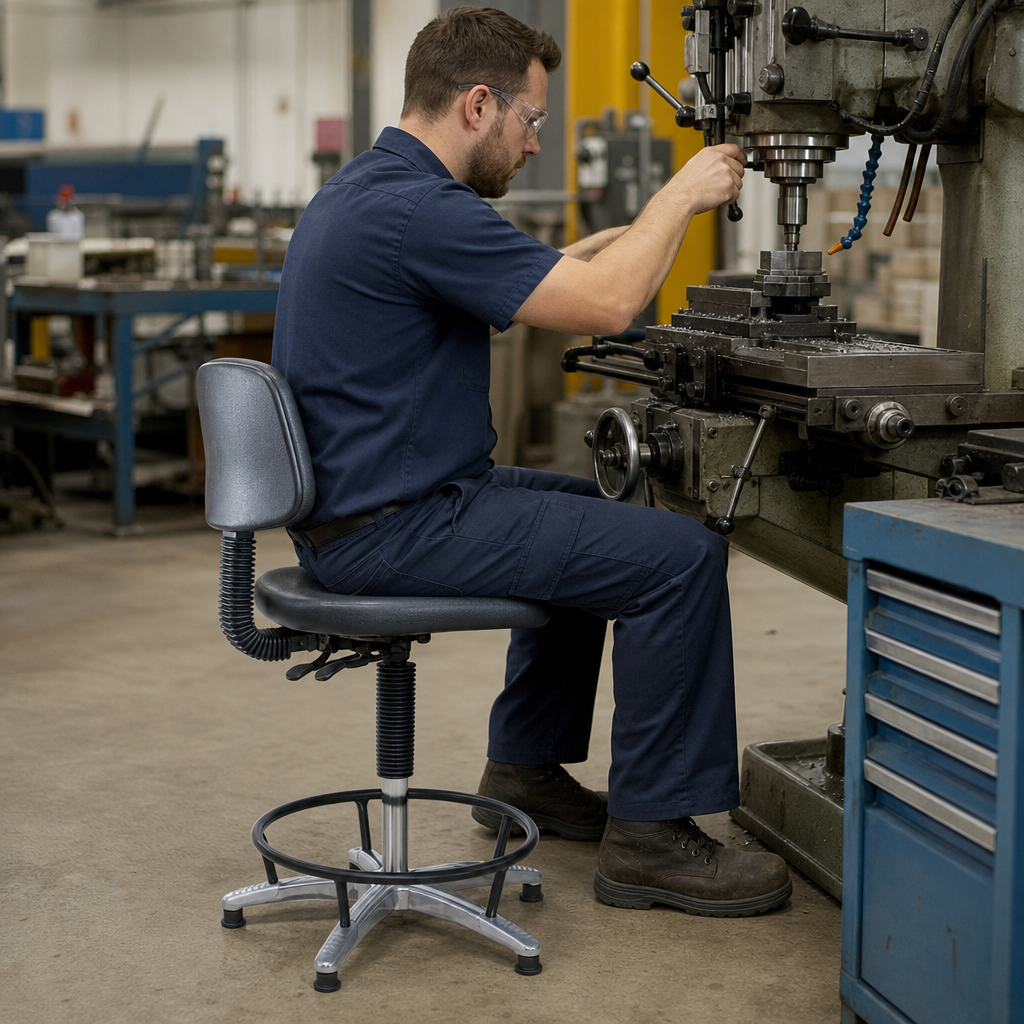 Heavy Duty Polyurethane High Workshop Chair with Feet