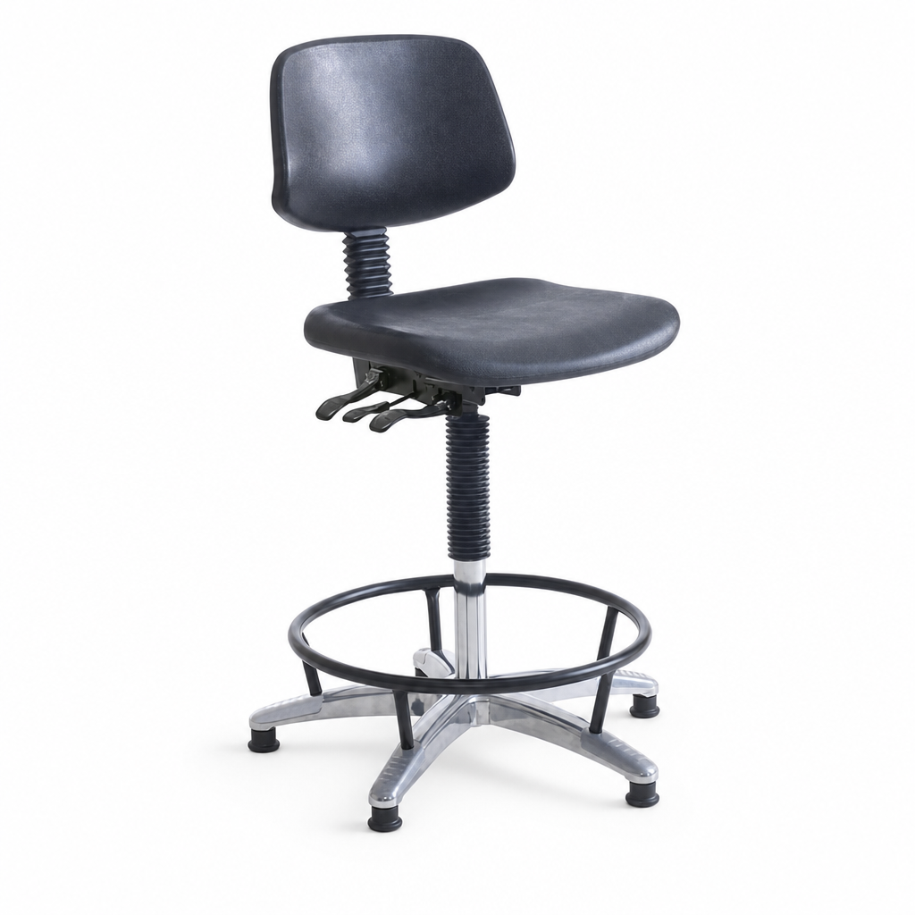 Heavy Duty Polyurethane High Workshop Chair with Feet