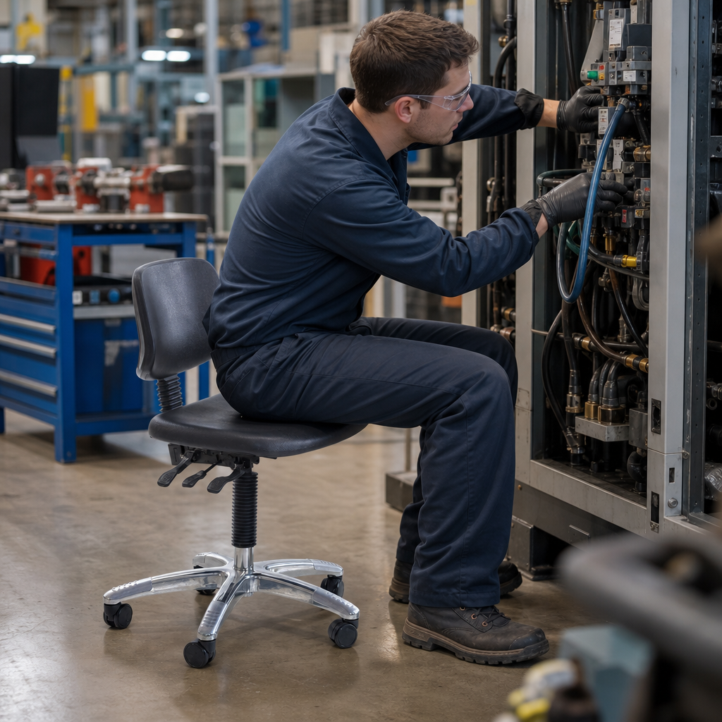 Heavy Duty Polyurethane Workshop Chair with Adjustable Height