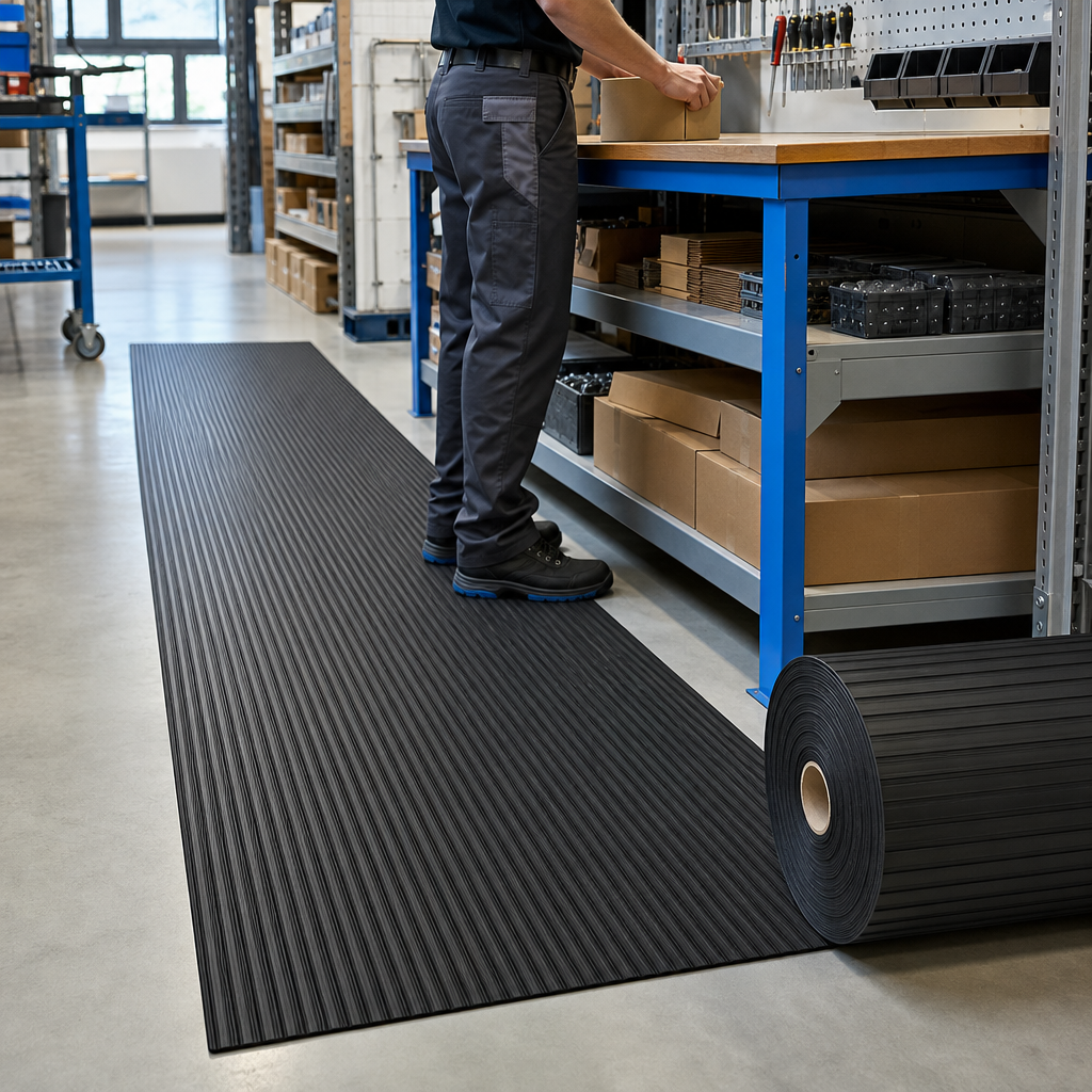 Heavy Duty Ribbed Anti-Fatigue Floor Matting Rolls
