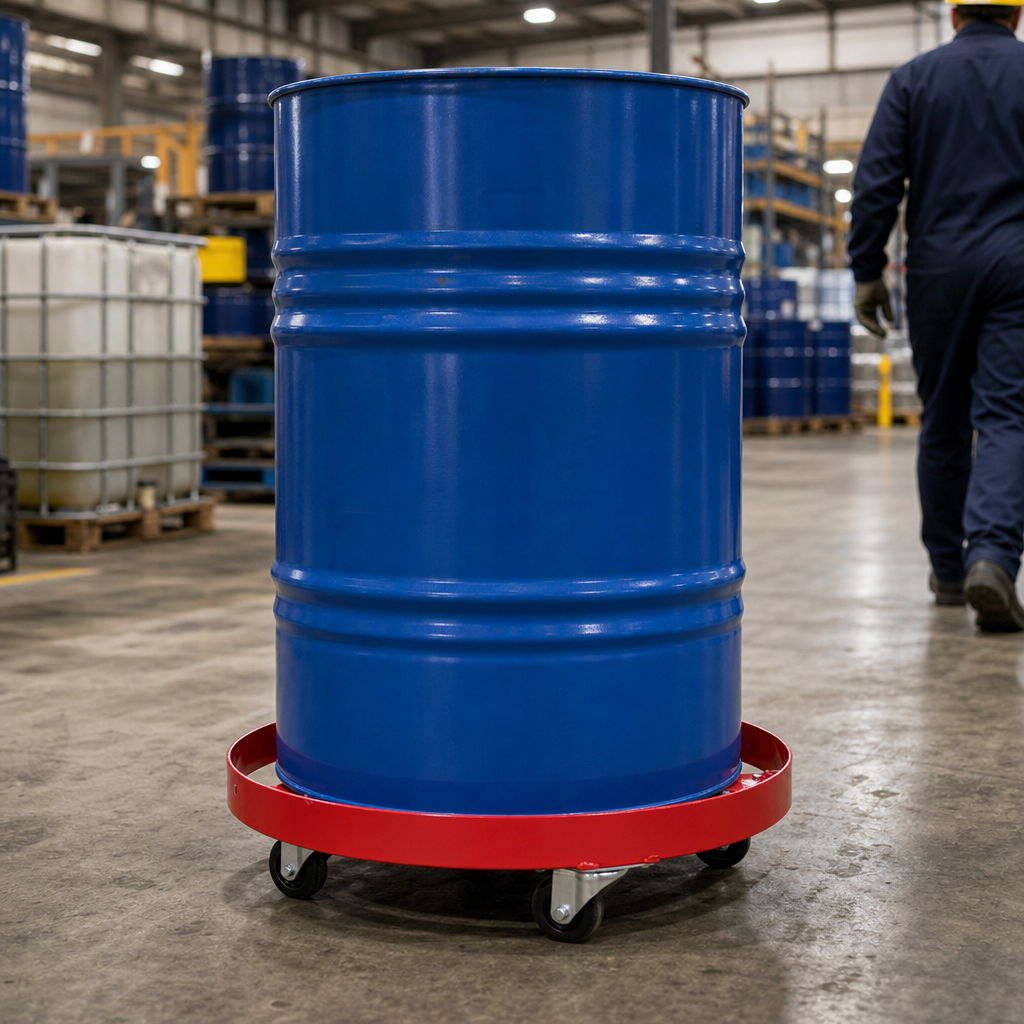 Heavy Duty Round Drum Dolly with Wheeled Roller Base 410kg