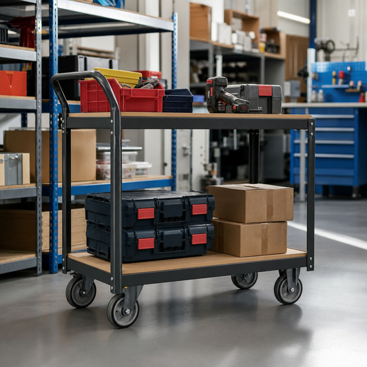 Heavy Duty Shelf Trolley with 2 MDF Shelves 200kg Load