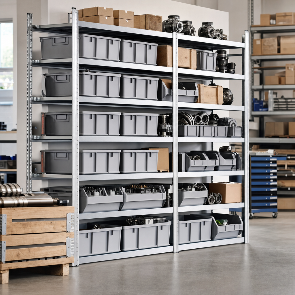 Heavy Duty Shelving with Solid Euro Containers 2134w x 610d