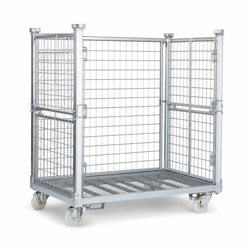 Heavy Duty Stackable Roll Cage Container 500kg Wire Mesh