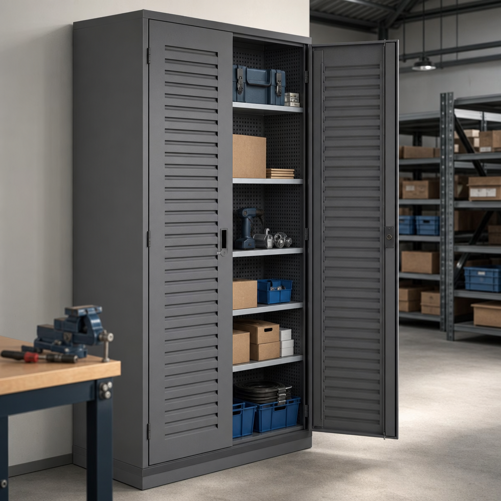 Heavy Duty Steel Cupboard with Louvre and Perforated Lining