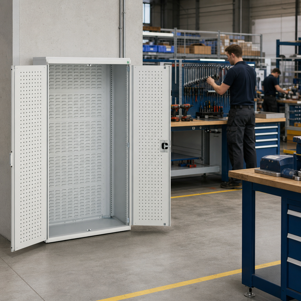 Heavy Duty Steel Cupboard with Louvre and Perforated Lining
