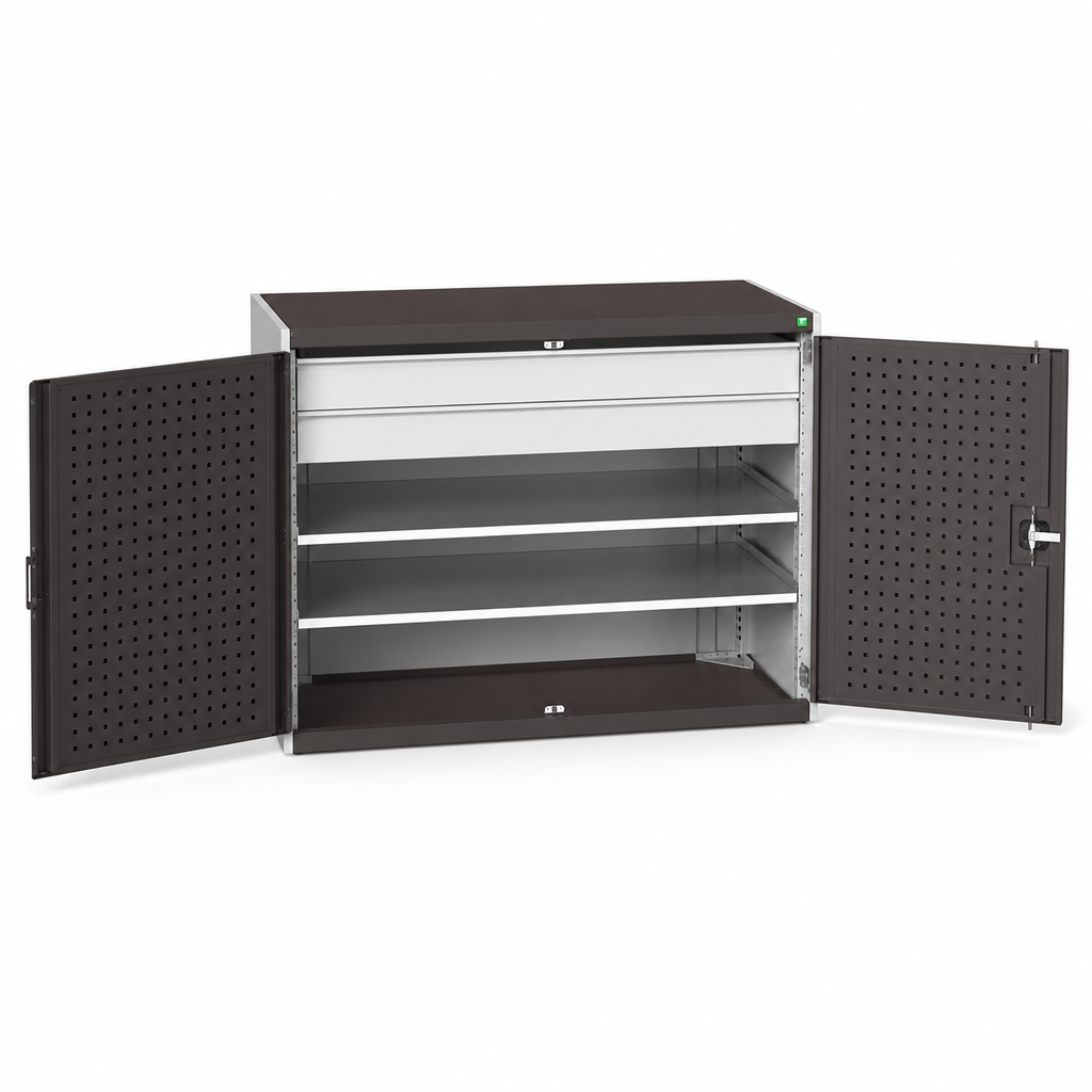 Heavy Duty Steel Cupboard with Perforated Storage Doors 1000x1300x650mm