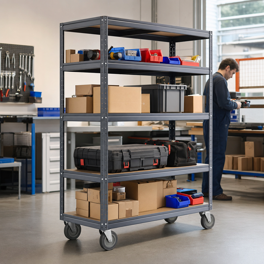 Heavy Duty Steel Shelving Trolley with 4 Shelves 1625mm High