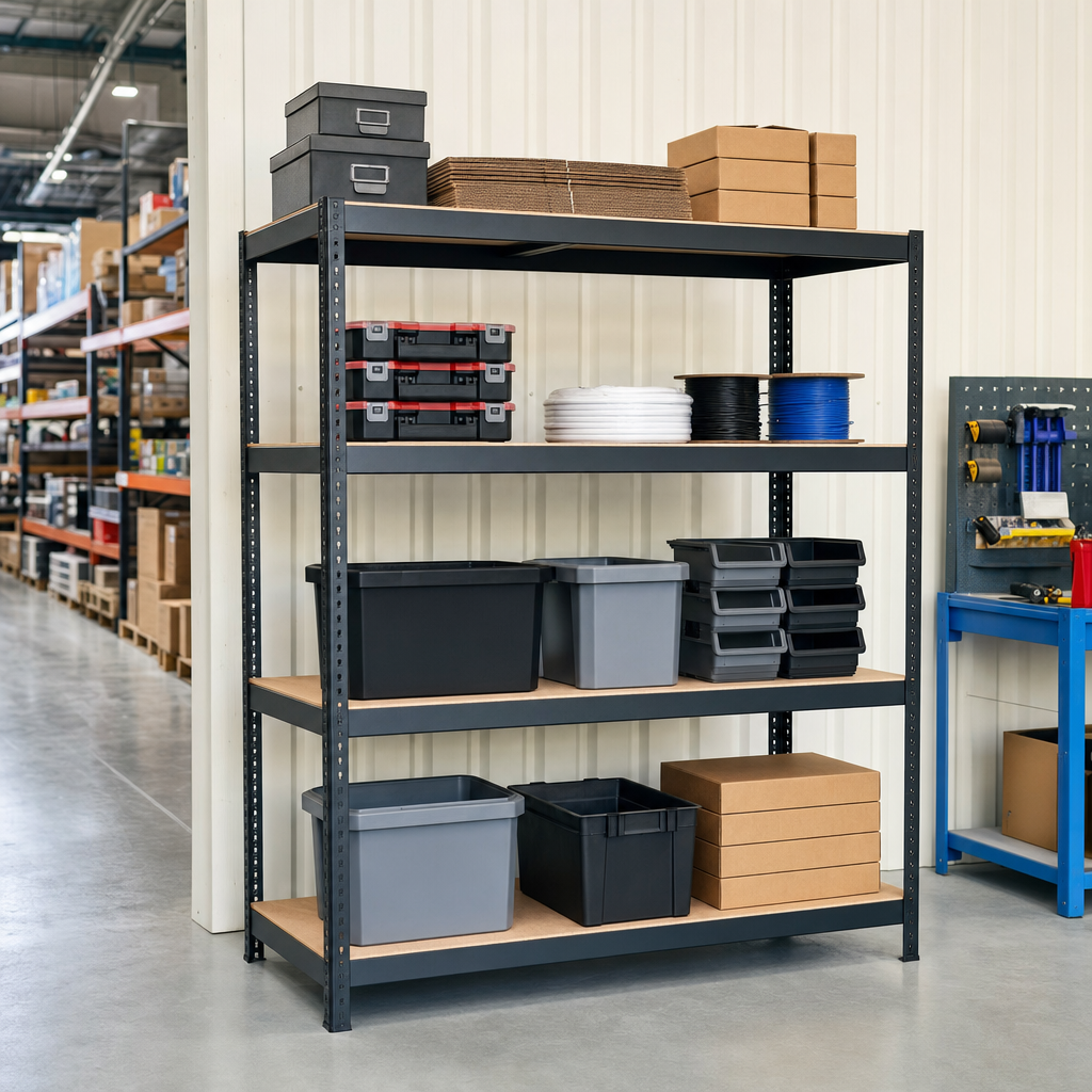 Heavy Duty Steel Shelving with 4 Chipboard Shelves 1980h x 1830w